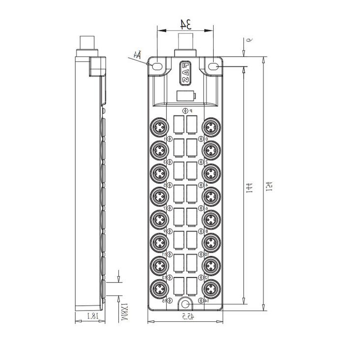 M8 junction box, single channel, NPN, 16-port integrated, LED, PUR flexible cable, black sheathing, 23NA41-XXX